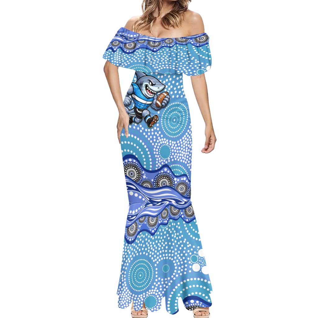 Cronulla Sutherland Sharks Mermaid Dress Aboriginal Dot Pattern - Rugby Mascot Heritage Pride