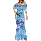 Cronulla Sutherland Sharks Mermaid Dress Aboriginal Dot Pattern - Rugby Mascot Heritage Pride