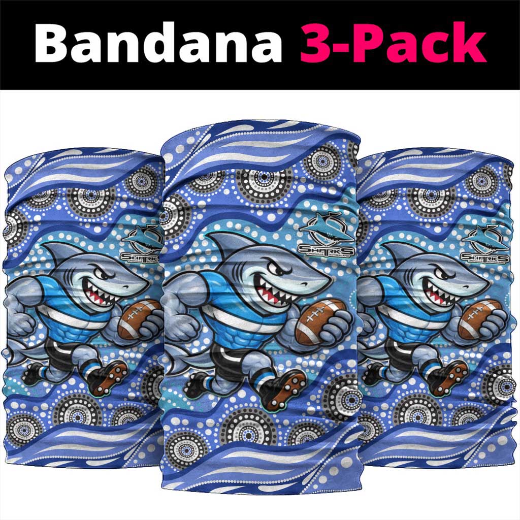 Cronulla Sutherland Sharks Neck Gaiter Aboriginal Dot Pattern - Rugby Mascot Heritage Pride