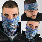 Cronulla Sutherland Sharks Neck Gaiter Aboriginal Dot Pattern - Rugby Mascot Heritage Pride