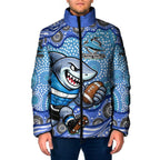Cronulla Sutherland Sharks Padded Jacket Aboriginal Dot Pattern - Rugby Mascot Heritage Pride