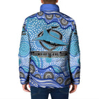 Cronulla Sutherland Sharks Padded Jacket Aboriginal Dot Pattern - Rugby Mascot Heritage Pride