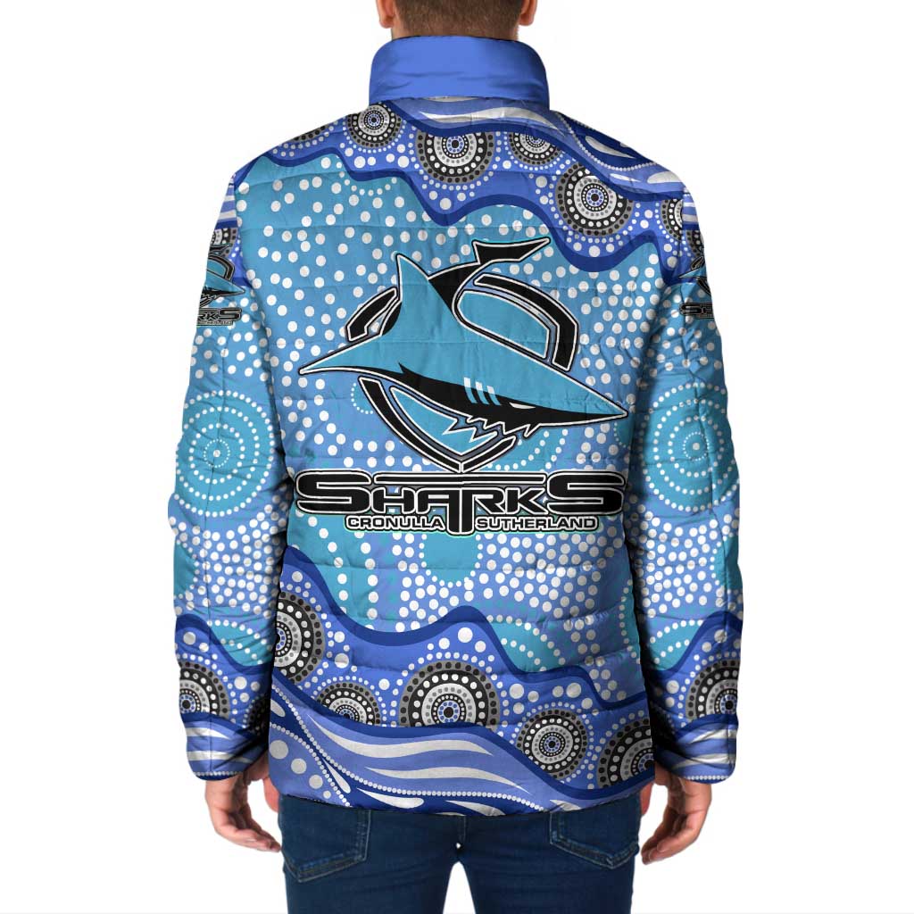 Cronulla Sutherland Sharks Padded Jacket Aboriginal Dot Pattern - Rugby Mascot Heritage Pride