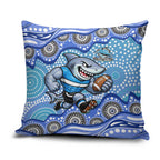 Cronulla Sutherland Sharks Pillow Cover Aboriginal Dot Pattern - Rugby Mascot Heritage Pride