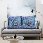 Cronulla Sutherland Sharks Pillow Cover Aboriginal Dot Pattern - Rugby Mascot Heritage Pride