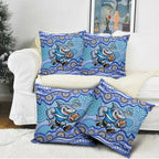 Cronulla Sutherland Sharks Pillow Cover Aboriginal Dot Pattern - Rugby Mascot Heritage Pride