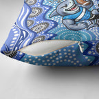 Cronulla Sutherland Sharks Pillow Cover Aboriginal Dot Pattern - Rugby Mascot Heritage Pride