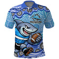 Cronulla Sutherland Sharks Polo Shirt Aboriginal Dot Pattern - Rugby Mascot Heritage Pride