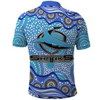 Cronulla Sutherland Sharks Polo Shirt Aboriginal Dot Pattern - Rugby Mascot Heritage Pride