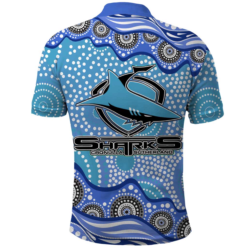 Cronulla Sutherland Sharks Polo Shirt Aboriginal Dot Pattern - Rugby Mascot Heritage Pride