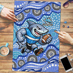 Cronulla Sutherland Sharks Puzzle Aboriginal Dot Pattern - Rugby Mascot Heritage Pride