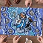 Cronulla Sutherland Sharks Puzzle Aboriginal Dot Pattern - Rugby Mascot Heritage Pride