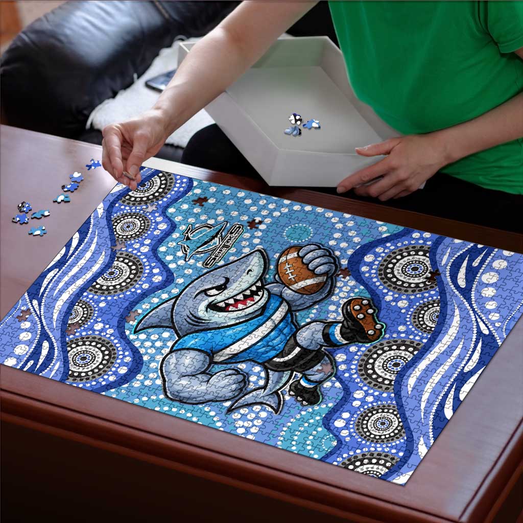 Cronulla Sutherland Sharks Puzzle Aboriginal Dot Pattern - Rugby Mascot Heritage Pride