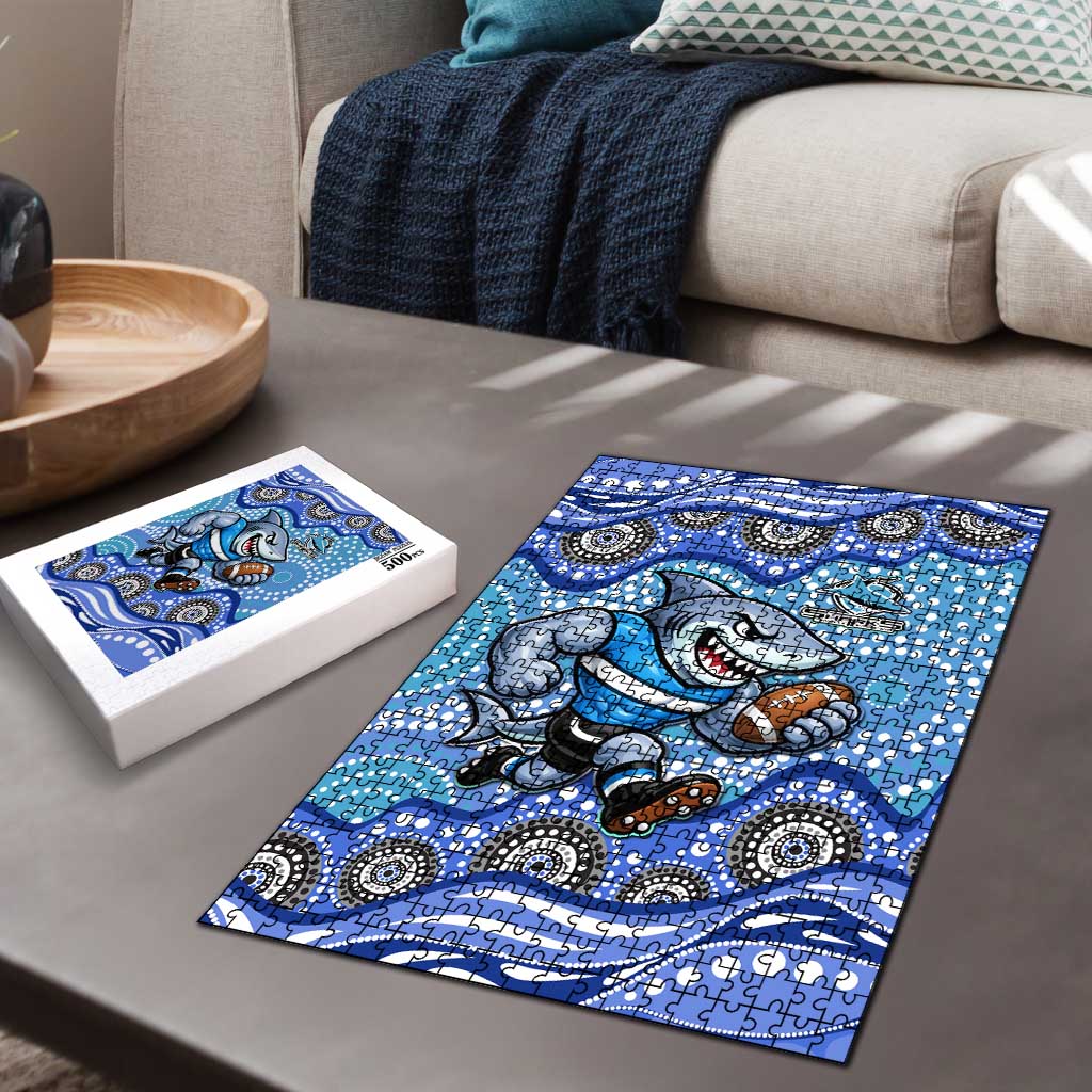 Cronulla Sutherland Sharks Puzzle Aboriginal Dot Pattern - Rugby Mascot Heritage Pride