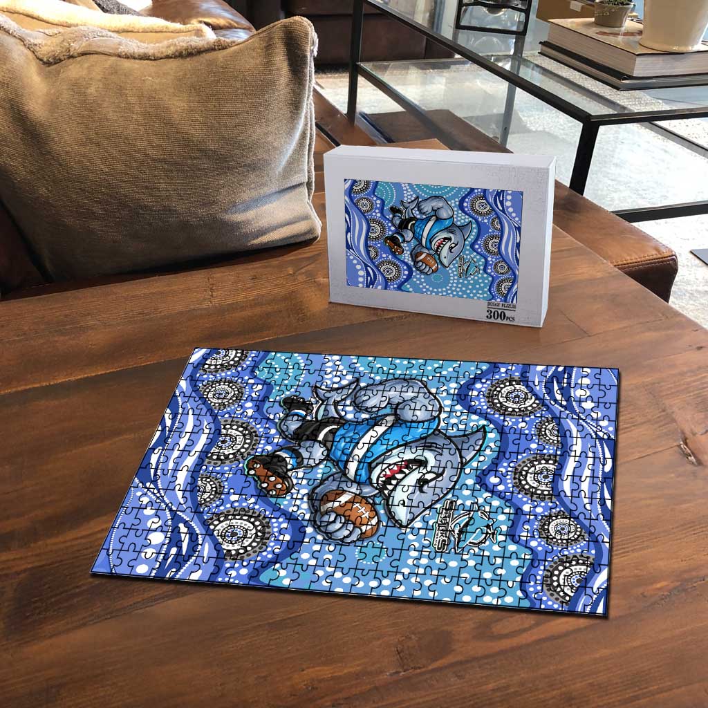 Cronulla Sutherland Sharks Puzzle Aboriginal Dot Pattern - Rugby Mascot Heritage Pride