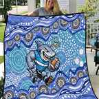 Cronulla Sutherland Sharks Quilt Aboriginal Dot Pattern - Rugby Mascot Heritage Pride