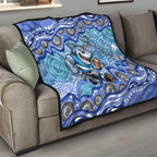Cronulla Sutherland Sharks Quilt Aboriginal Dot Pattern - Rugby Mascot Heritage Pride