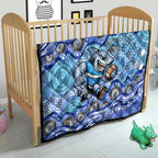 Cronulla Sutherland Sharks Quilt Aboriginal Dot Pattern - Rugby Mascot Heritage Pride