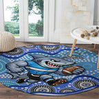 Cronulla Sutherland Sharks Round Carpet Aboriginal Dot Pattern - Rugby Mascot Heritage Pride