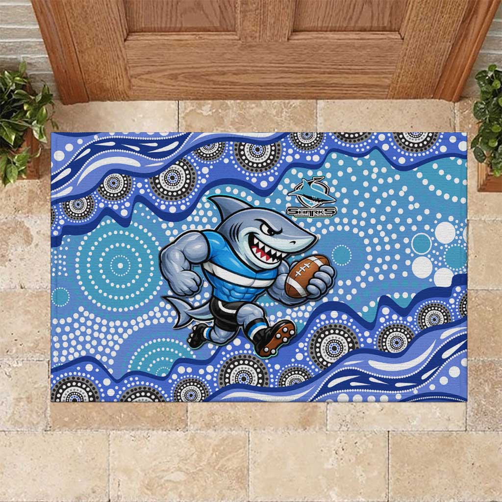 Cronulla Sutherland Sharks Rubber Doormat Aboriginal Dot Pattern - Rugby Mascot Heritage Pride
