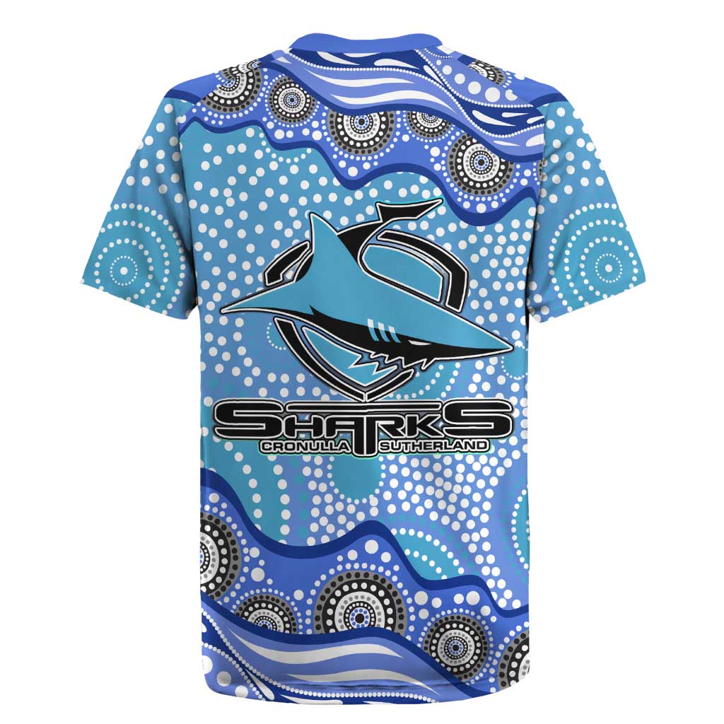 Cronulla Sutherland Sharks Rugby Jersey Aboriginal Dot Pattern - Rugby Mascot Heritage Pride