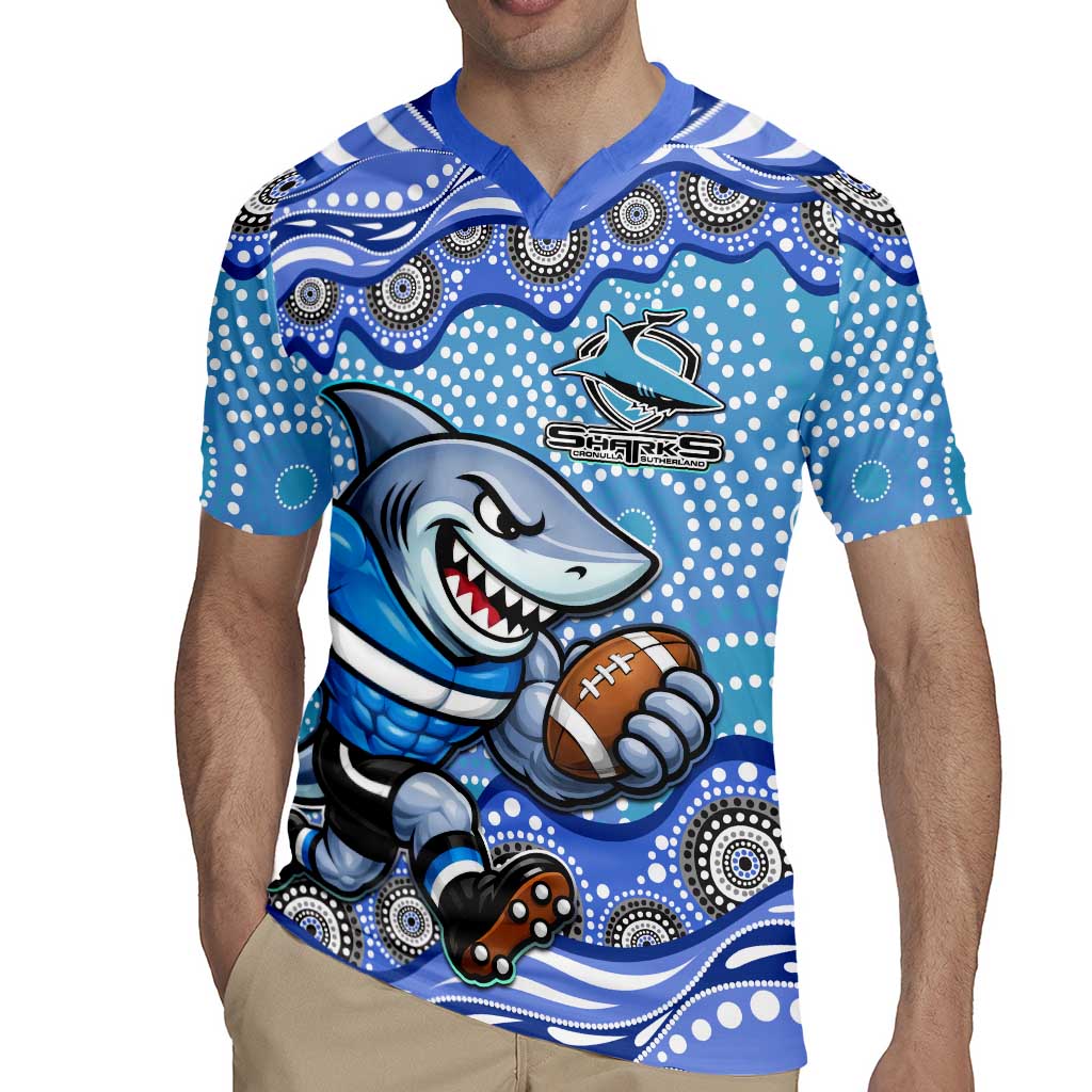 Cronulla Sutherland Sharks Rugby Jersey Aboriginal Dot Pattern - Rugby Mascot Heritage Pride