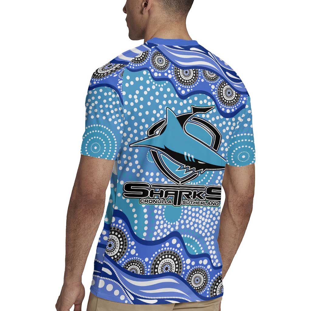 Cronulla Sutherland Sharks Rugby Jersey Aboriginal Dot Pattern - Rugby Mascot Heritage Pride