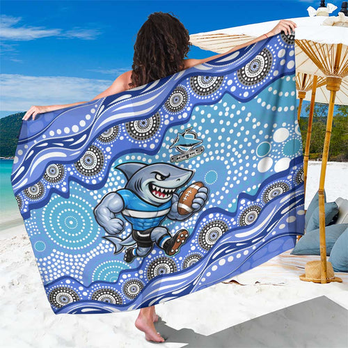 Cronulla Sutherland Sharks Sarong Aboriginal Dot Pattern - Rugby Mascot Heritage Pride
