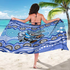 Cronulla Sutherland Sharks Sarong Aboriginal Dot Pattern - Rugby Mascot Heritage Pride