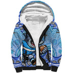 Cronulla Sutherland Sharks Sherpa Hoodie Aboriginal Dot Pattern - Rugby Mascot Heritage Pride