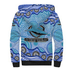Cronulla Sutherland Sharks Sherpa Hoodie Aboriginal Dot Pattern - Rugby Mascot Heritage Pride