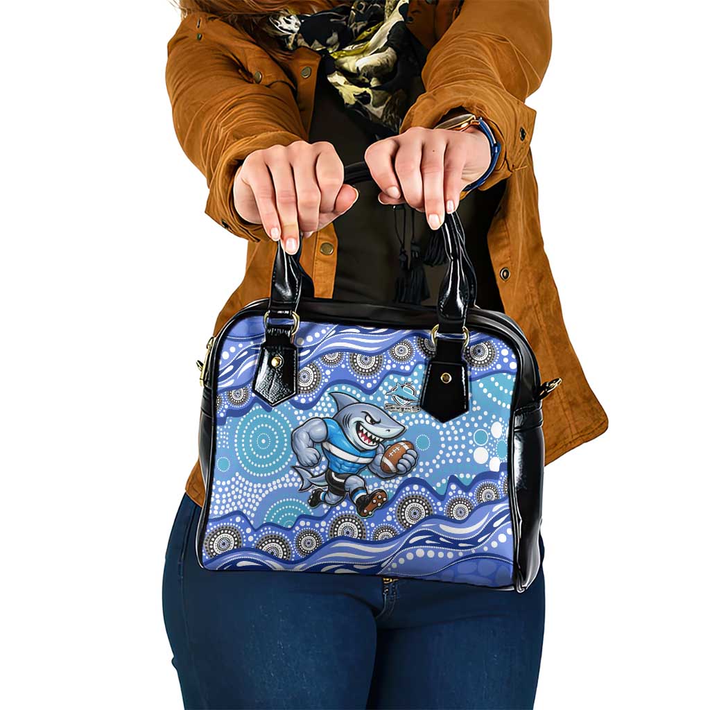 Cronulla Sutherland Sharks Shoulder Handbag Aboriginal Dot Pattern - Rugby Mascot Heritage Pride