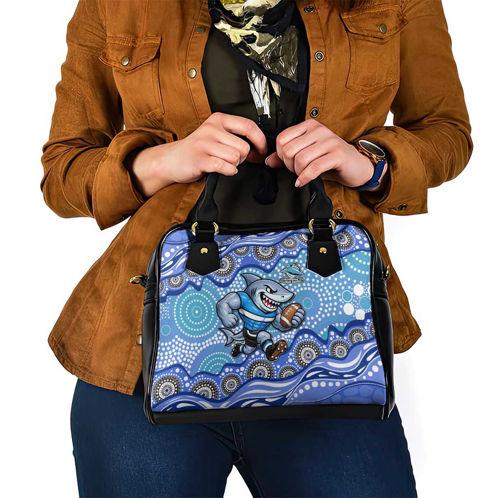 Cronulla Sutherland Sharks Shoulder Handbag Aboriginal Dot Pattern - Rugby Mascot Heritage Pride