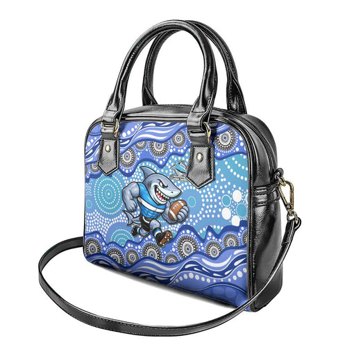 Cronulla Sutherland Sharks Shoulder Handbag Aboriginal Dot Pattern - Rugby Mascot Heritage Pride