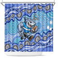 Cronulla Sutherland Sharks Shower Curtain Aboriginal Dot Pattern - Rugby Mascot Heritage Pride