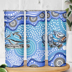 Cronulla Sutherland Sharks Skinny Tumbler Aboriginal Dot Pattern - Rugby Mascot Heritage Pride