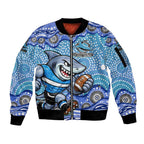 Cronulla Sutherland Sharks Sleeve Zip Bomber Jacket Aboriginal Dot Pattern - Rugby Mascot Heritage Pride