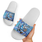 Cronulla Sutherland Sharks Slide Sandals Aboriginal Dot Pattern - Rugby Mascot Heritage Pride