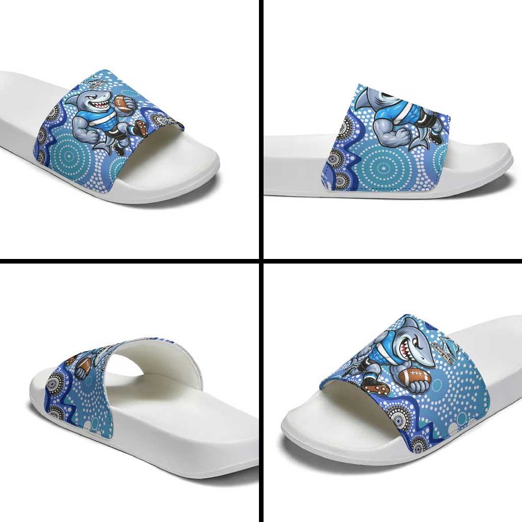 Cronulla Sutherland Sharks Slide Sandals Aboriginal Dot Pattern - Rugby Mascot Heritage Pride