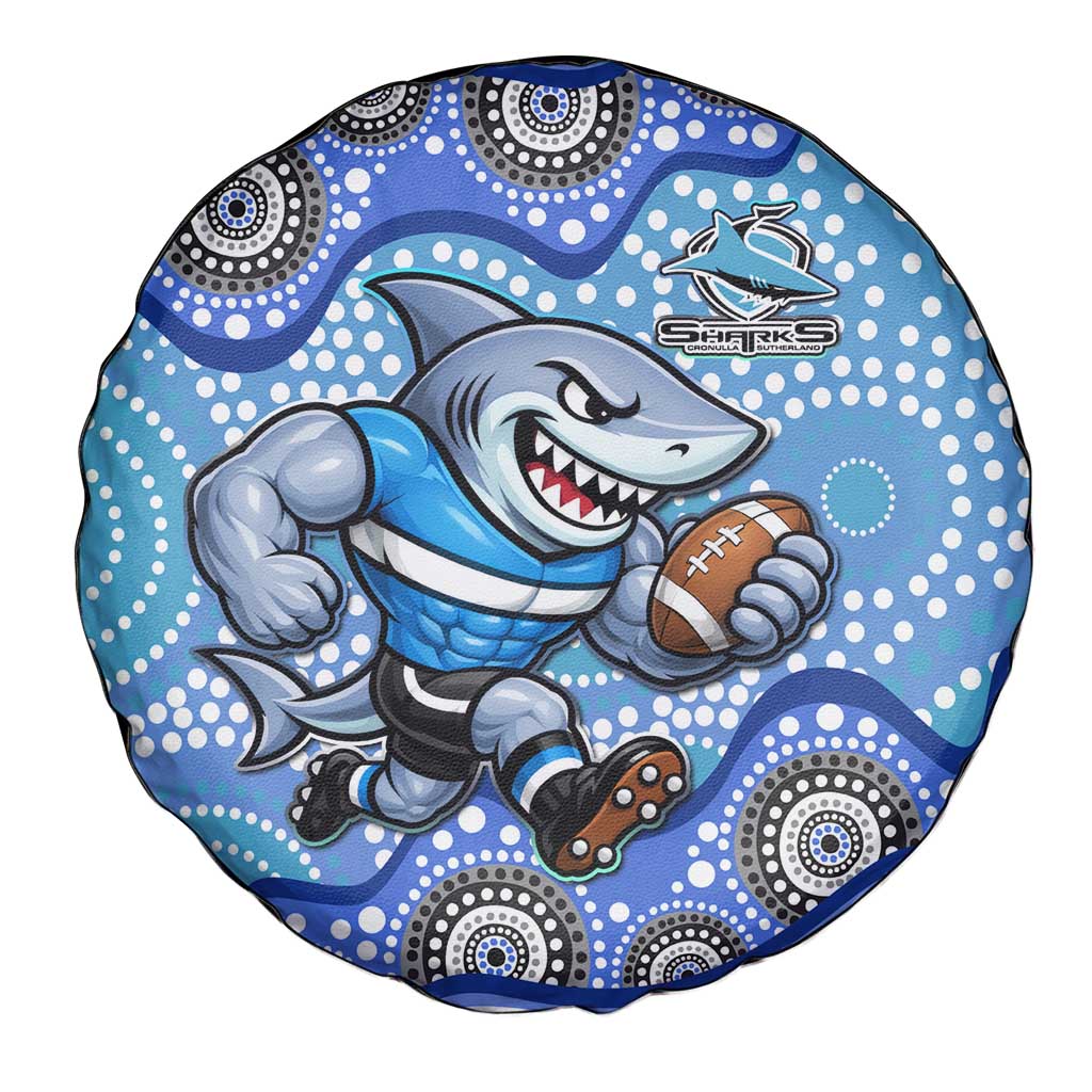 Cronulla Sutherland Sharks Spare Tire Cover Aboriginal Dot Pattern - Rugby Mascot Heritage Pride