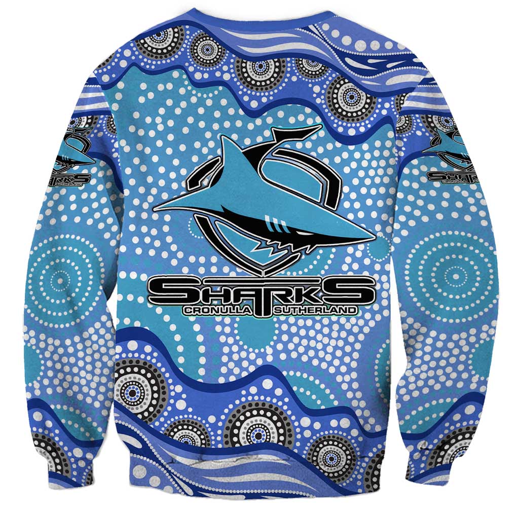 Cronulla Sutherland Sharks Sweatshirt Aboriginal Dot Pattern - Rugby Mascot Heritage Pride