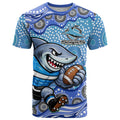 Cronulla Sutherland Sharks T Shirt Aboriginal Dot Pattern - Rugby Mascot Heritage Pride