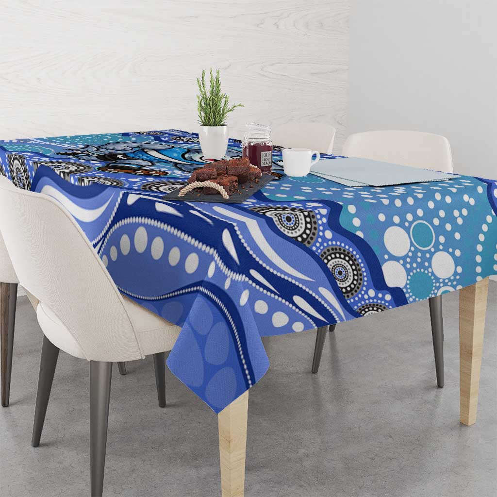 Cronulla Sutherland Sharks Tablecloth Aboriginal Dot Pattern - Rugby Mascot Heritage Pride