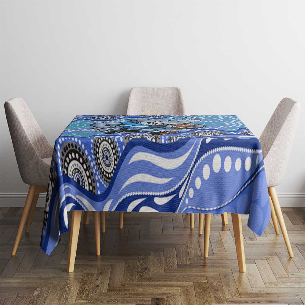 Cronulla Sutherland Sharks Tablecloth Aboriginal Dot Pattern - Rugby Mascot Heritage Pride