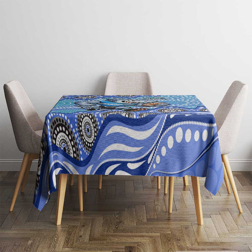 Cronulla Sutherland Sharks Tablecloth Aboriginal Dot Pattern - Rugby Mascot Heritage Pride