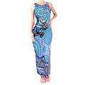 Cronulla Sutherland Sharks Tank Maxi Dress Aboriginal Dot Pattern - Rugby Mascot Heritage Pride