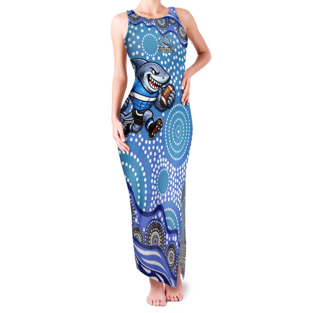 Cronulla Sutherland Sharks Tank Maxi Dress Aboriginal Dot Pattern - Rugby Mascot Heritage Pride