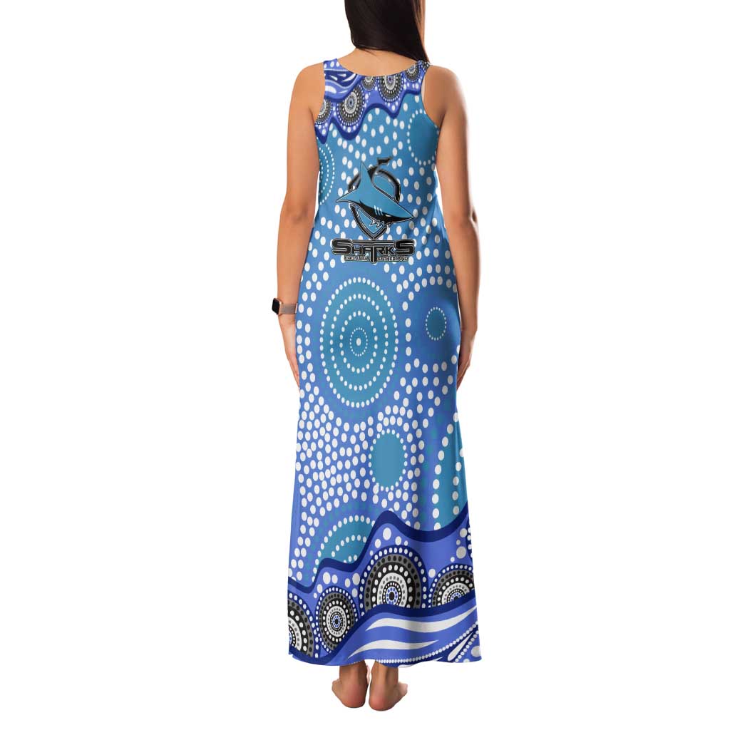 Cronulla Sutherland Sharks Tank Maxi Dress Aboriginal Dot Pattern - Rugby Mascot Heritage Pride