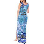 Cronulla Sutherland Sharks Tank Maxi Dress Aboriginal Dot Pattern - Rugby Mascot Heritage Pride
