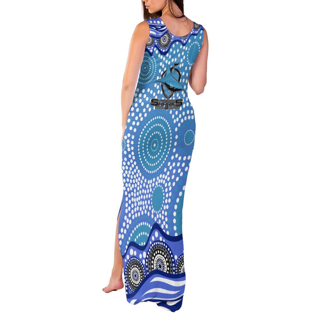 Cronulla Sutherland Sharks Tank Maxi Dress Aboriginal Dot Pattern - Rugby Mascot Heritage Pride